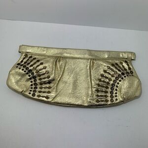 Steve Madden metallic gold clutch purse & rivets